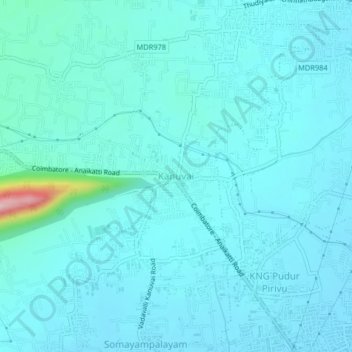 Mappa topografica Kanuvai, altitudine, rilievo