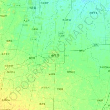 Mappa topografica 曲周县, altitudine, rilievo