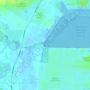 Mappa topografica Seal Sands, altitudine, rilievo