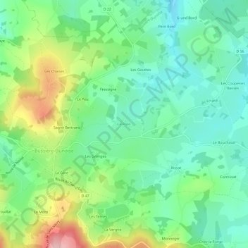 Mappa topografica Le Frais, altitudine, rilievo