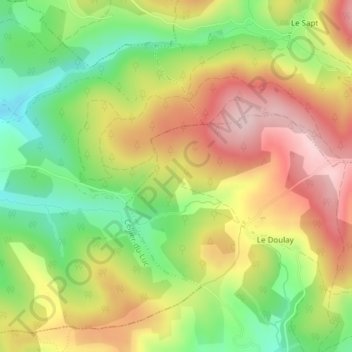 Mappa topografica Le Pommier, altitudine, rilievo