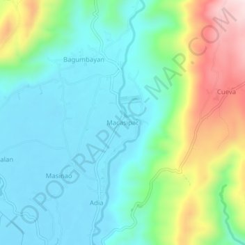 Mappa topografica Macasipac, altitudine, rilievo