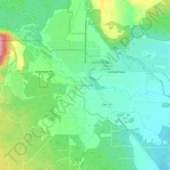 Mappa topografica Trout Lake, altitudine, rilievo