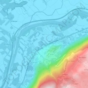 Mappa topografica Sous la Roche, altitudine, rilievo