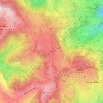 Mappa topografica Motto, altitudine, rilievo