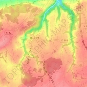 Mappa topografica Traou Stang, altitudine, rilievo