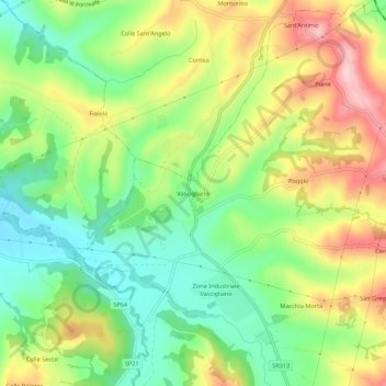 Mappa topografica Vascigliano, altitudine, rilievo