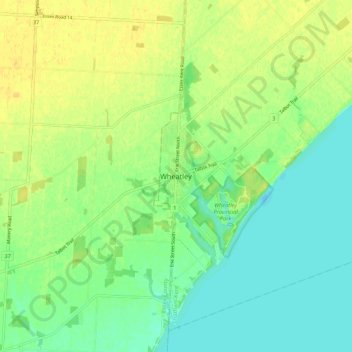 Mappa topografica Wheatley, altitudine, rilievo