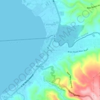 Mappa topografica Bugo, altitudine, rilievo