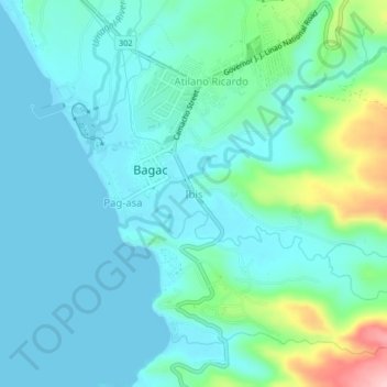Mappa topografica Ibis, altitudine, rilievo