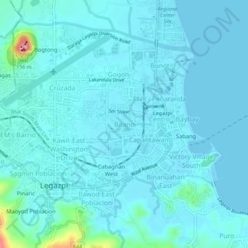 Mappa topografica Bitano, altitudine, rilievo