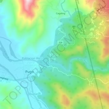 Mappa topografica Cares, altitudine, rilievo