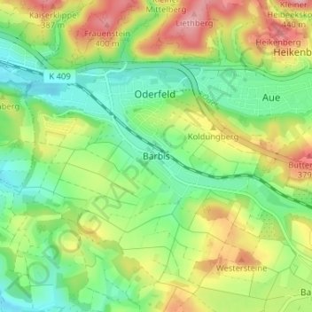 Mappa topografica Barbis, altitudine, rilievo