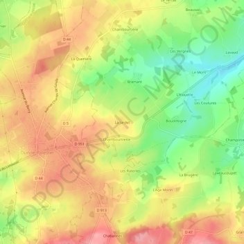 Mappa topografica La Jardet, altitudine, rilievo