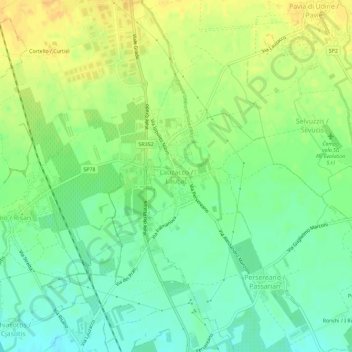 Mappa topografica Lauzacco, altitudine, rilievo
