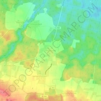 Mappa topografica Oberbiberg, altitudine, rilievo
