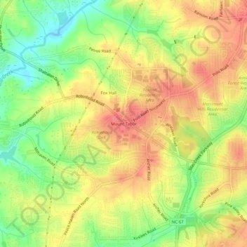 Mappa topografica Mount Tabor, altitudine, rilievo