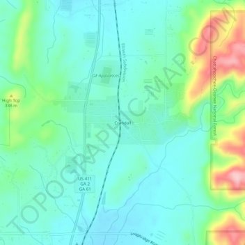 Mappa topografica Crandall, altitudine, rilievo