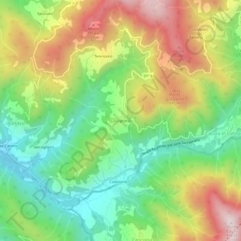 Mappa topografica Luscignano, altitudine, rilievo