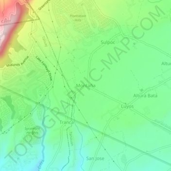 Mappa topografica Montaña, altitudine, rilievo