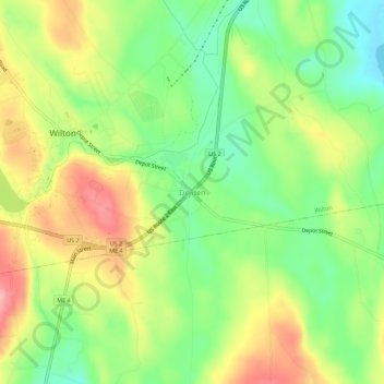 Mappa topografica Dryden, altitudine, rilievo