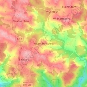 Mappa topografica Witzmannsberg, altitudine, rilievo