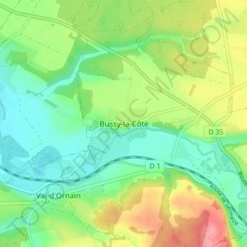 Mappa topografica Bussy-la-Côte, altitudine, rilievo