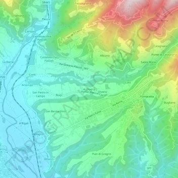Mappa topografica Ai Diversi, altitudine, rilievo