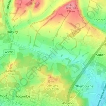 Mappa topografica Silkstead, altitudine, rilievo
