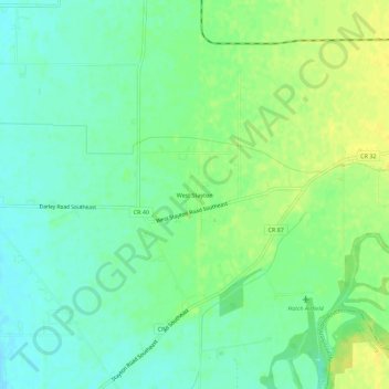 Mappa topografica West Stayton, altitudine, rilievo