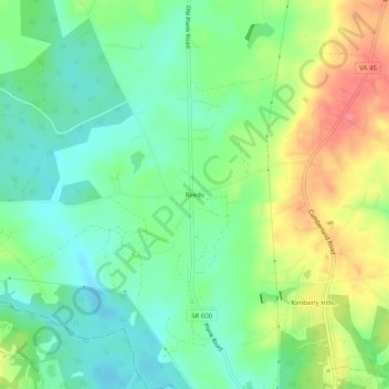 Mappa topografica Reeds, altitudine, rilievo