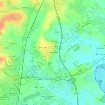 Mappa topografica La Maugetterie, altitudine, rilievo