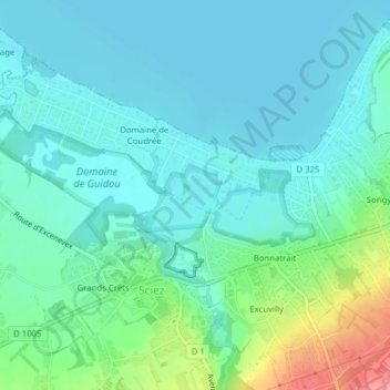 Mappa topografica Coudrée, altitudine, rilievo