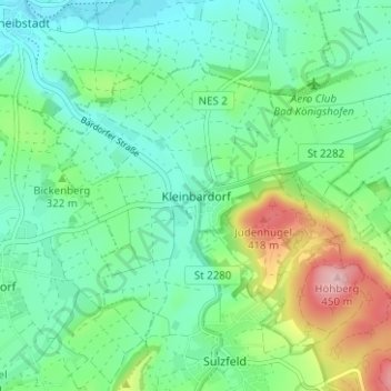 Mappa topografica Kleinbardorf, altitudine, rilievo