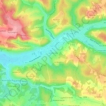 Mappa topografica Les Mondos, altitudine, rilievo