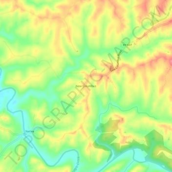 Mappa topografica New Columbus, altitudine, rilievo