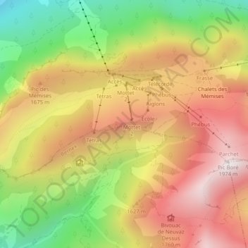 Mappa topografica Le Grand Mottay, altitudine, rilievo