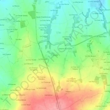 Mappa topografica Trésoleil, altitudine, rilievo