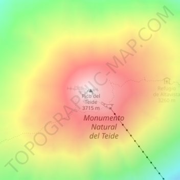Mappa topografica Pico del Teide, altitudine, rilievo