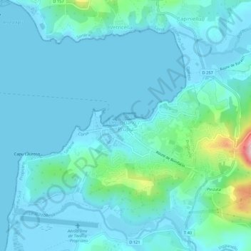 Mappa topografica Propriano / Prupià, altitudine, rilievo