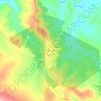 Mappa topografica Cidade Zigurats, altitudine, rilievo