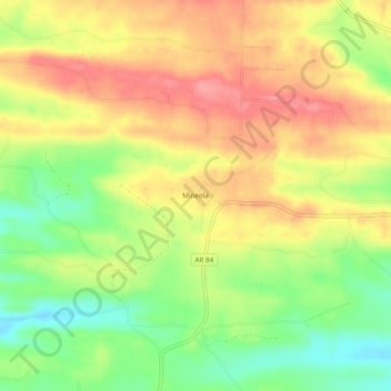 Mappa topografica Mineola, altitudine, rilievo