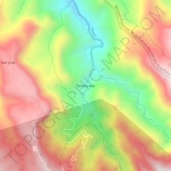 Mappa topografica Tandayapa, altitudine, rilievo