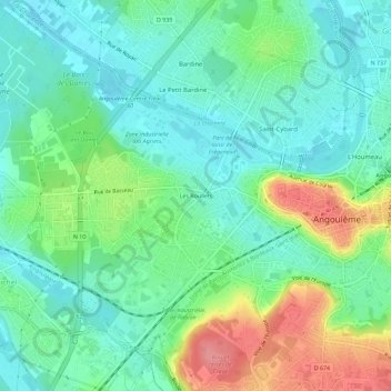 Mappa topografica Les Roullets, altitudine, rilievo