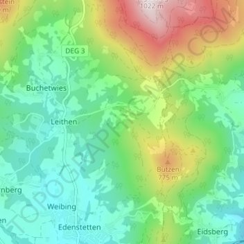 Mappa topografica Hochzipfl, altitudine, rilievo