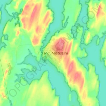 Mappa topografica Mistissini, altitudine, rilievo