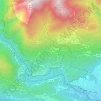 Mappa topografica Ungiasca, altitudine, rilievo