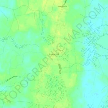 Mappa topografica Lodge Hall, altitudine, rilievo