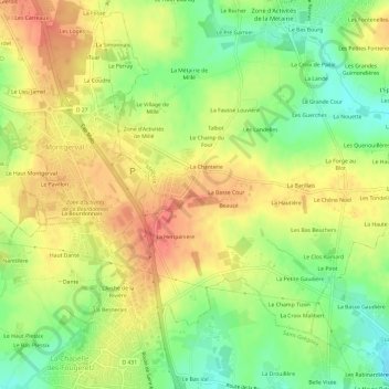 Mappa topografica Le Grand Bois, altitudine, rilievo