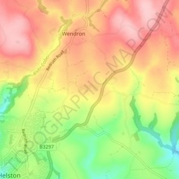 Mappa topografica Trevenen Bal, altitudine, rilievo